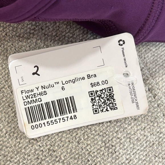 NWT Lululemon Flow Y Nulu Longline Bra In Dark Magenta Size 6 - Picture 5 of 6